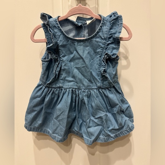 okie dokie Other - NWOT Okie Dokie 18M Girls Blue Jean Flutter Sleeve Short Sleeve Blouse